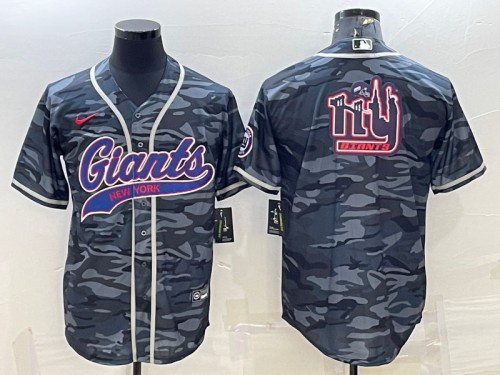Men's New York Giants Gray Camo Team Big Logo With Patch Cool Base Stitched Baseball Jersey